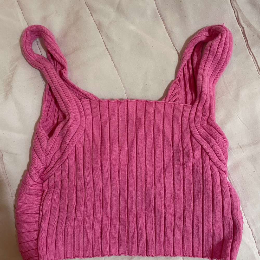Pink Ribbed Women's Top - Picture 2 of 2